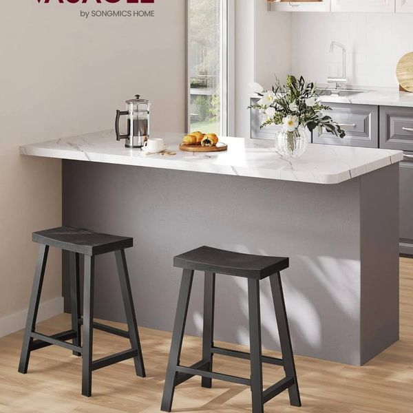 VASAGLE Bar Stools Set of 2 ULBC074B56 – Industrial Bar Chairs with Footrest NEW