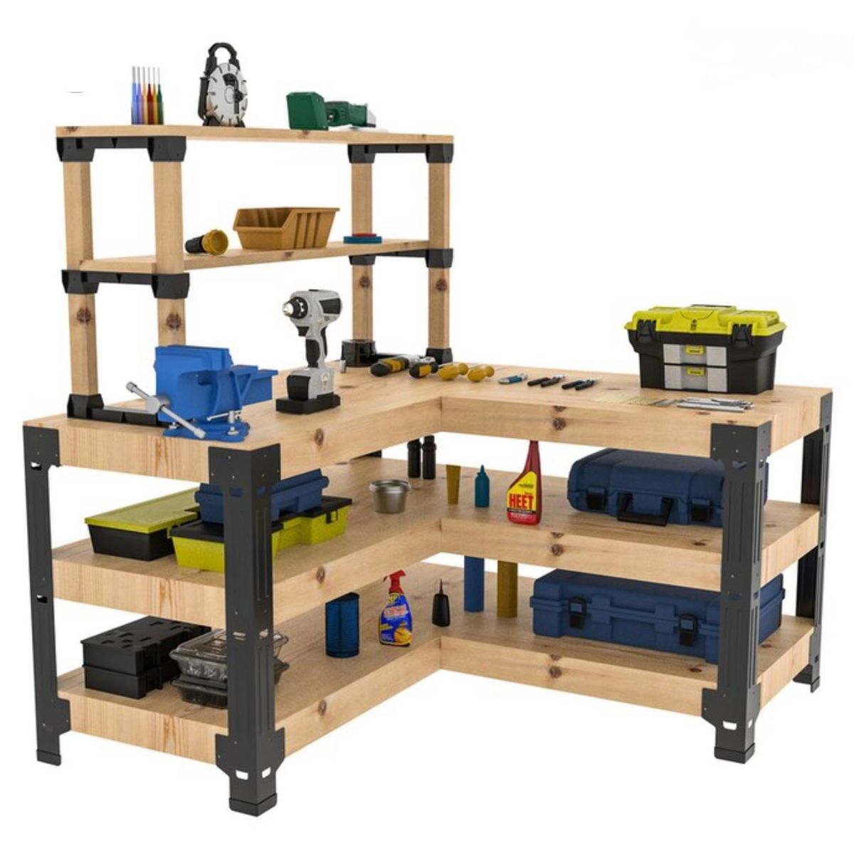 Fleximounts Custom L-Shaped Workbench & Shelving Frame – Model WB107B-L (NEW) 8