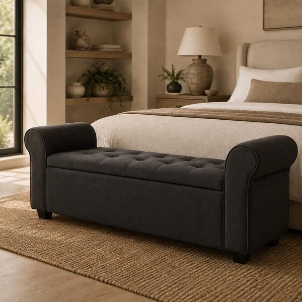 Porthos Home Wena Storage Bench – Dark Gray