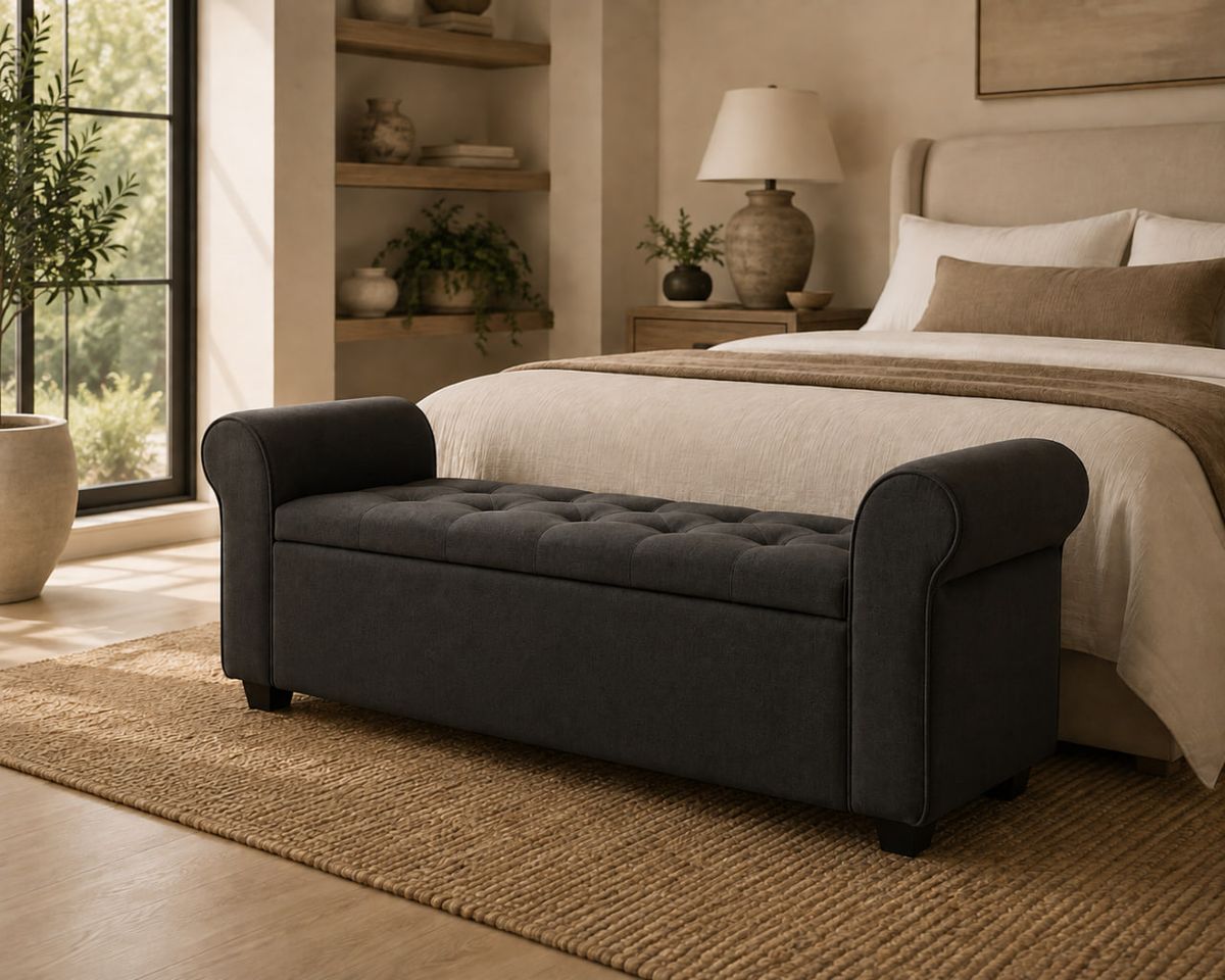 Porthos Home Wena Storage Bench – Dark Gray 1