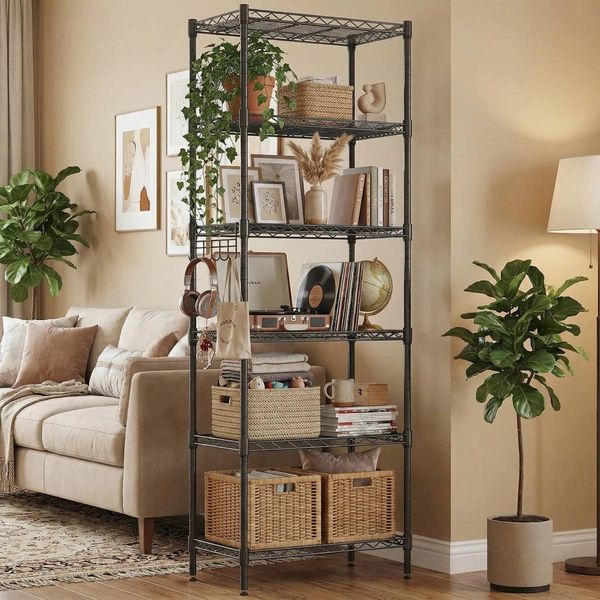 Augustine 6-Shelf Adjustable Storage Shelving Unit | Black | New in Box
