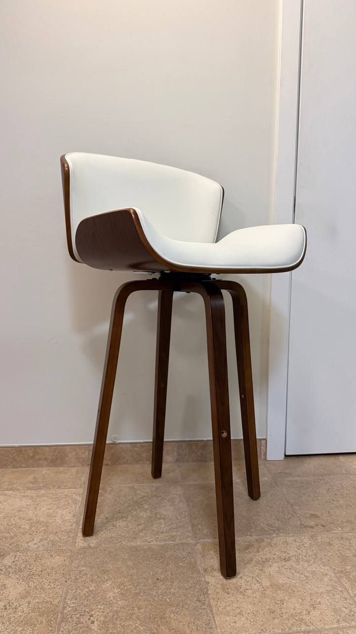 Porthos Home Oma Bar Stool – PU Leather, Walnut Wood Legs 6