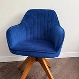 Porthos Home Oana Velvet Swivel Dining | Office Chair – Blue 5