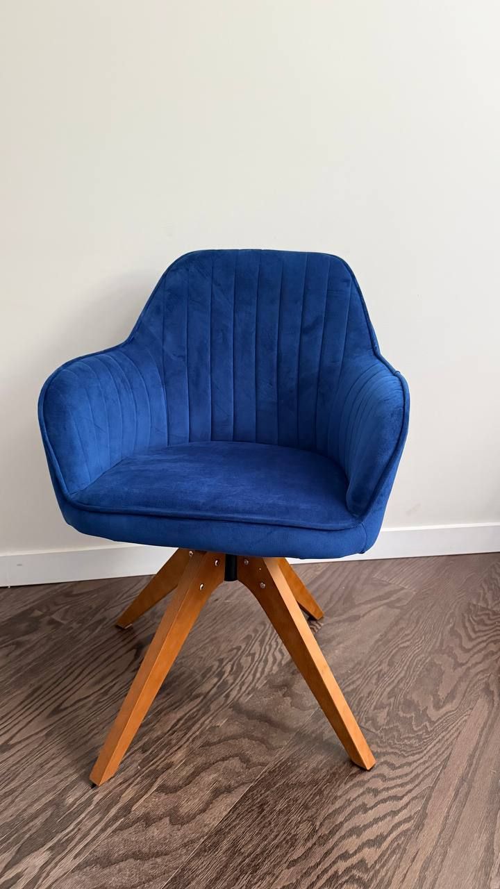 Porthos Home Oana Velvet Swivel Dining | Office Chair – Blue 5