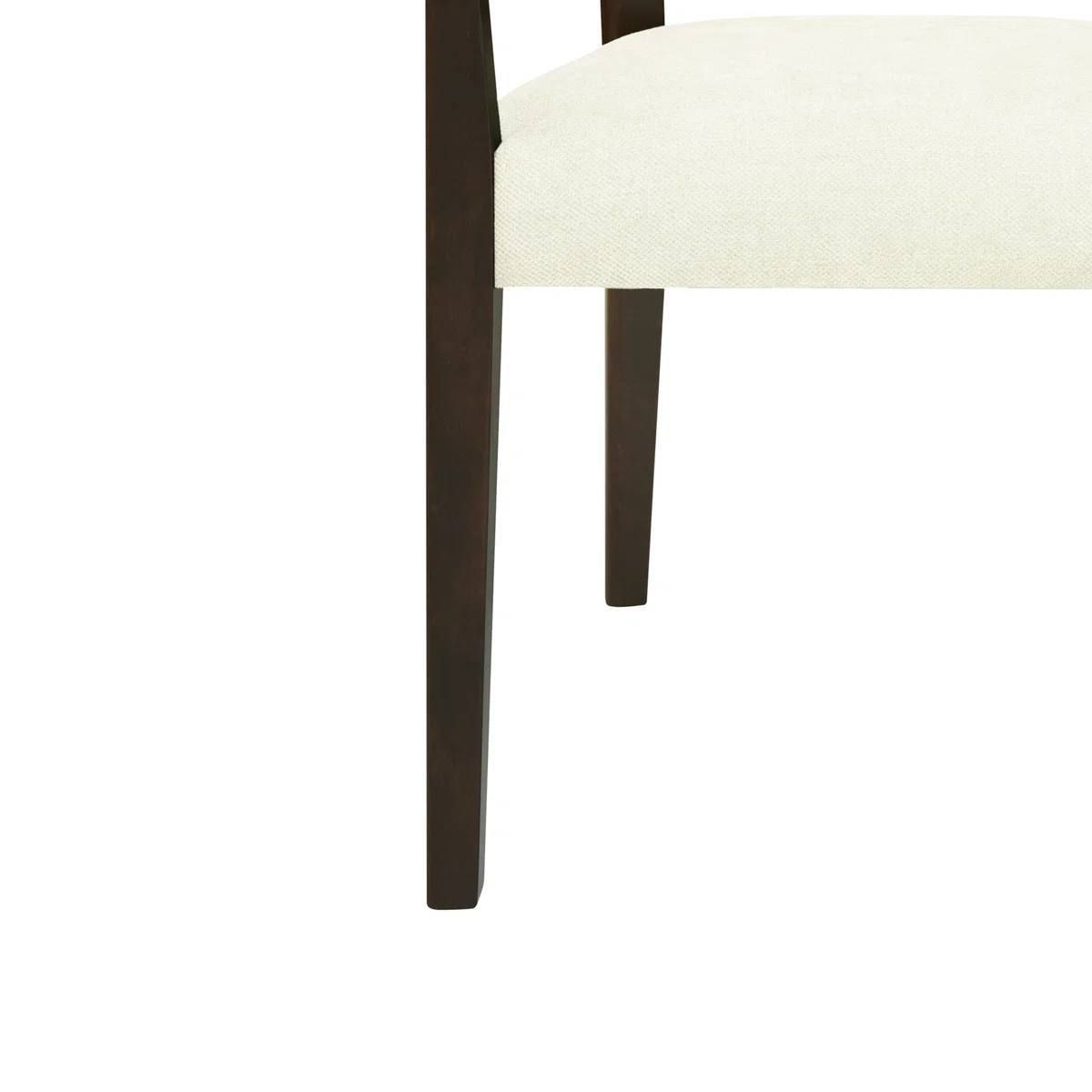 Jad Wooden Dining Chairs Set of 2 – PE Rattan Back, Beige Upholstery, Dark Brown Legs | Brand New in Box 3