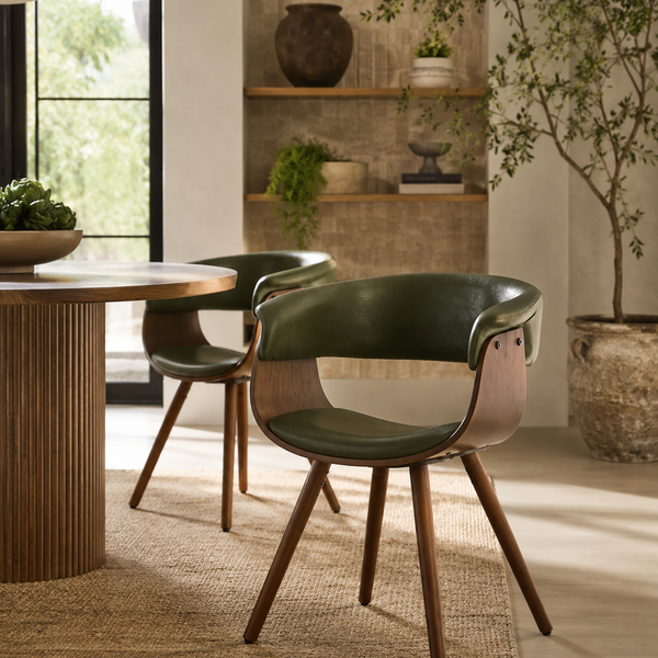 Porthos Home Zelda Dining Chair | Green Faux Leather | SKC038A GRN | Brand New