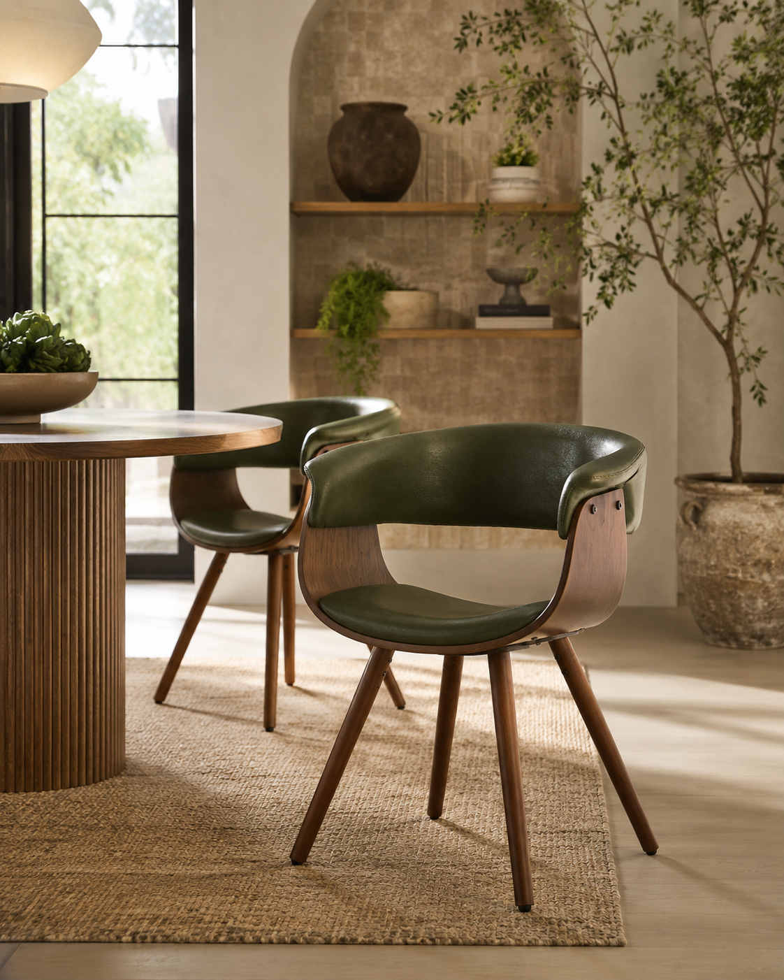 Porthos Home Zelda Dining Chair | Green Faux Leather | SKC038A GRN | Brand New 1