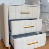 Ameswood Upholstered Wooden Nightstand with 3 Drawers 8