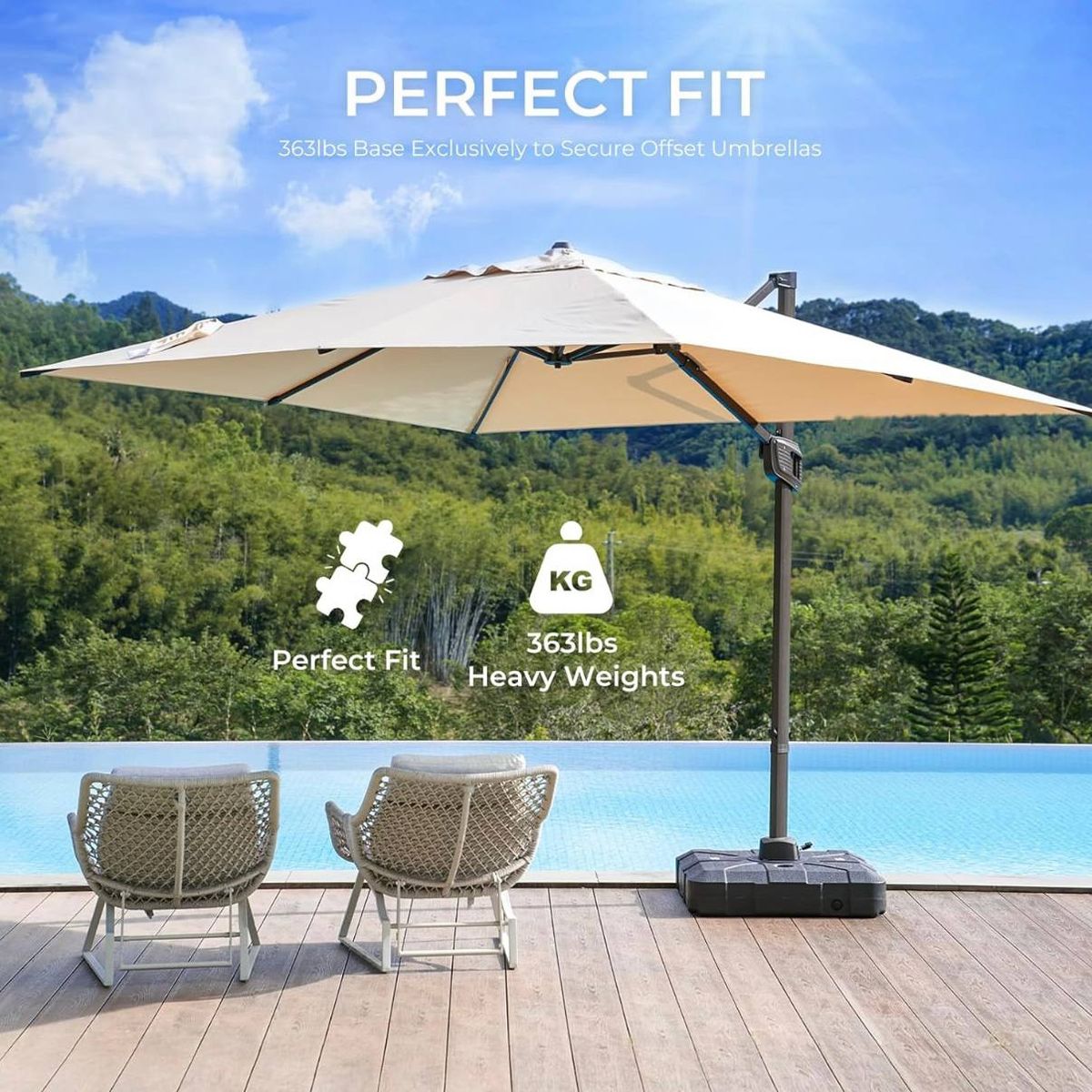 HOMSHADE Heavy-Duty Cantilever Umbrella Base 253–363 lb – NEW IN BOX 3