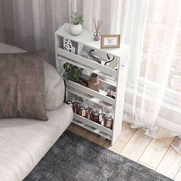 4-Tier Slim Rolling Storage Cart — White | NEW IN BOX