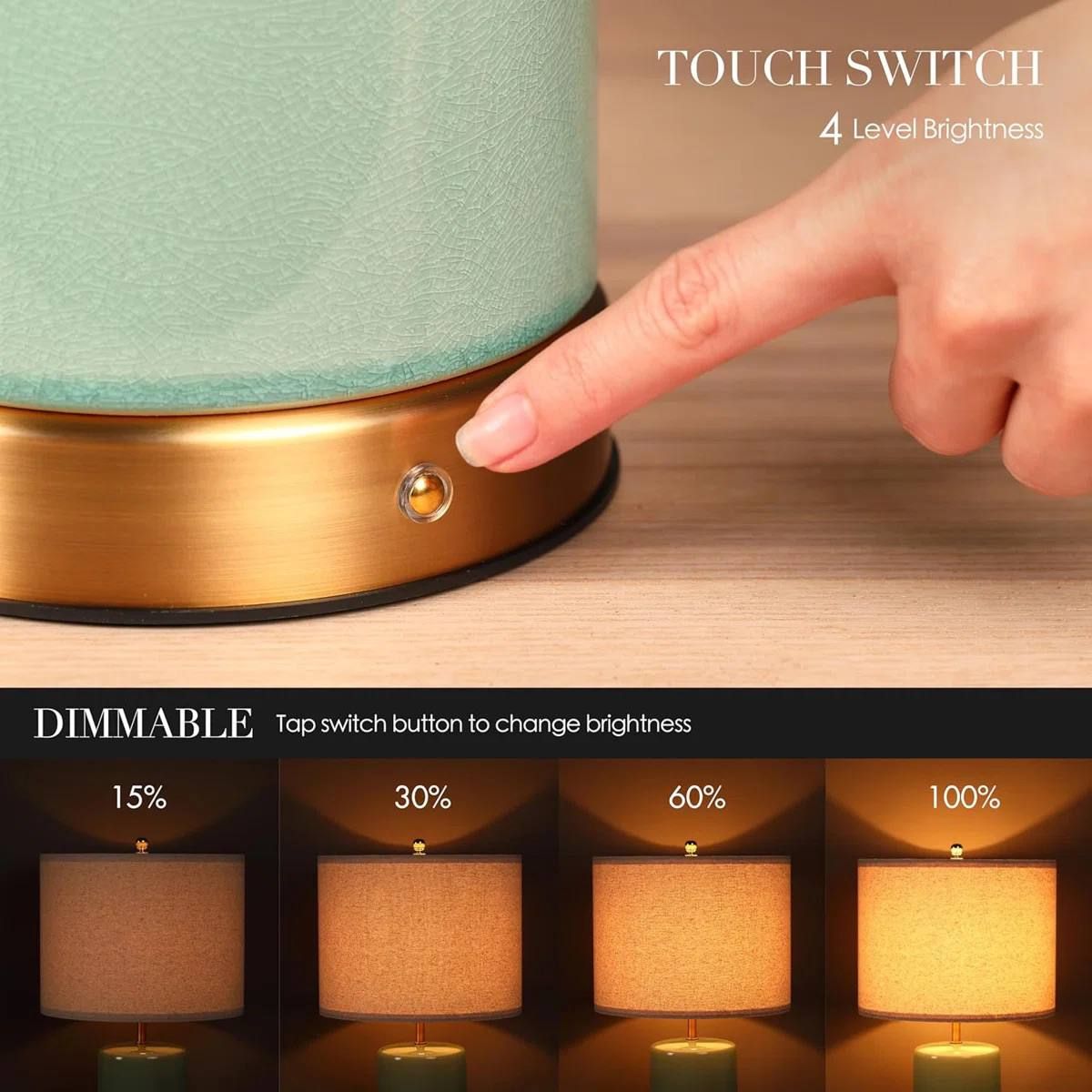 Classic Ceramic Cordless Table Lamp – Green | New in Box 3