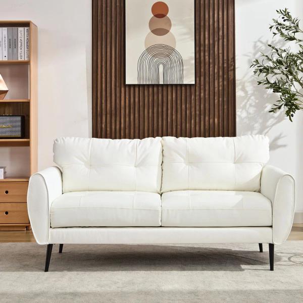 Corvo 61” Faux Leather Loveseat – White (UPH-LVST-BZSFX193WH-2)