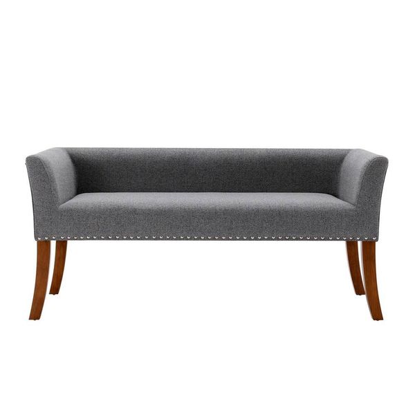 Porthos Home Nevis Upholstered Bench | Grey | QY063A GRY | Brand New