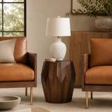 Azevedo Solid Wood Drum End Table – Deep Brown | Brand New in Box 1