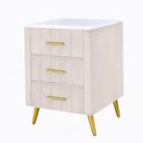 Ameswood Upholstered Wooden Nightstand with 3 Drawers 3