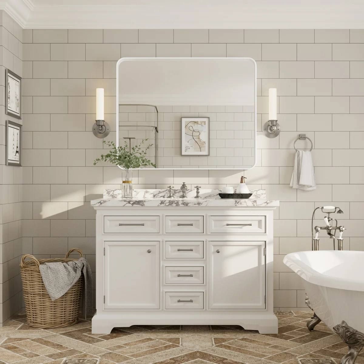 Aevar 40” × 32” Framed Wall Mirror – White 5