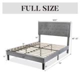 Hegg Linen Tufted Upholstered Platform Bed – Full – Light Gray 2