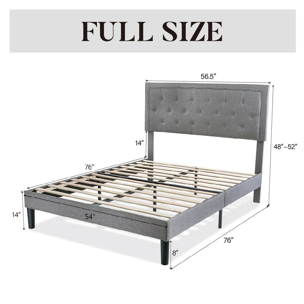 Hegg Linen Tufted Upholstered Platform Bed – Full – Light Gray 2