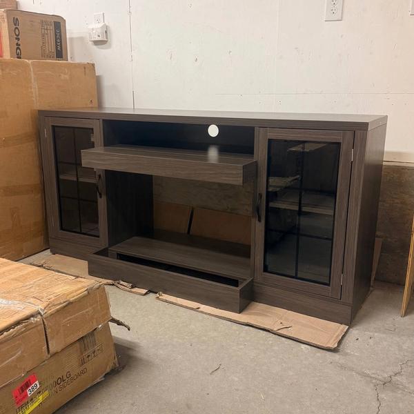 3-Sided Farmhouse TV Stand for TVs up to 75” – Dark Brown