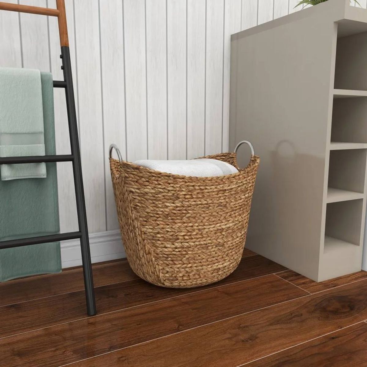 Milnor Seagrass Handmade Woven Storage Basket – Brown/Silver | Brand New 5