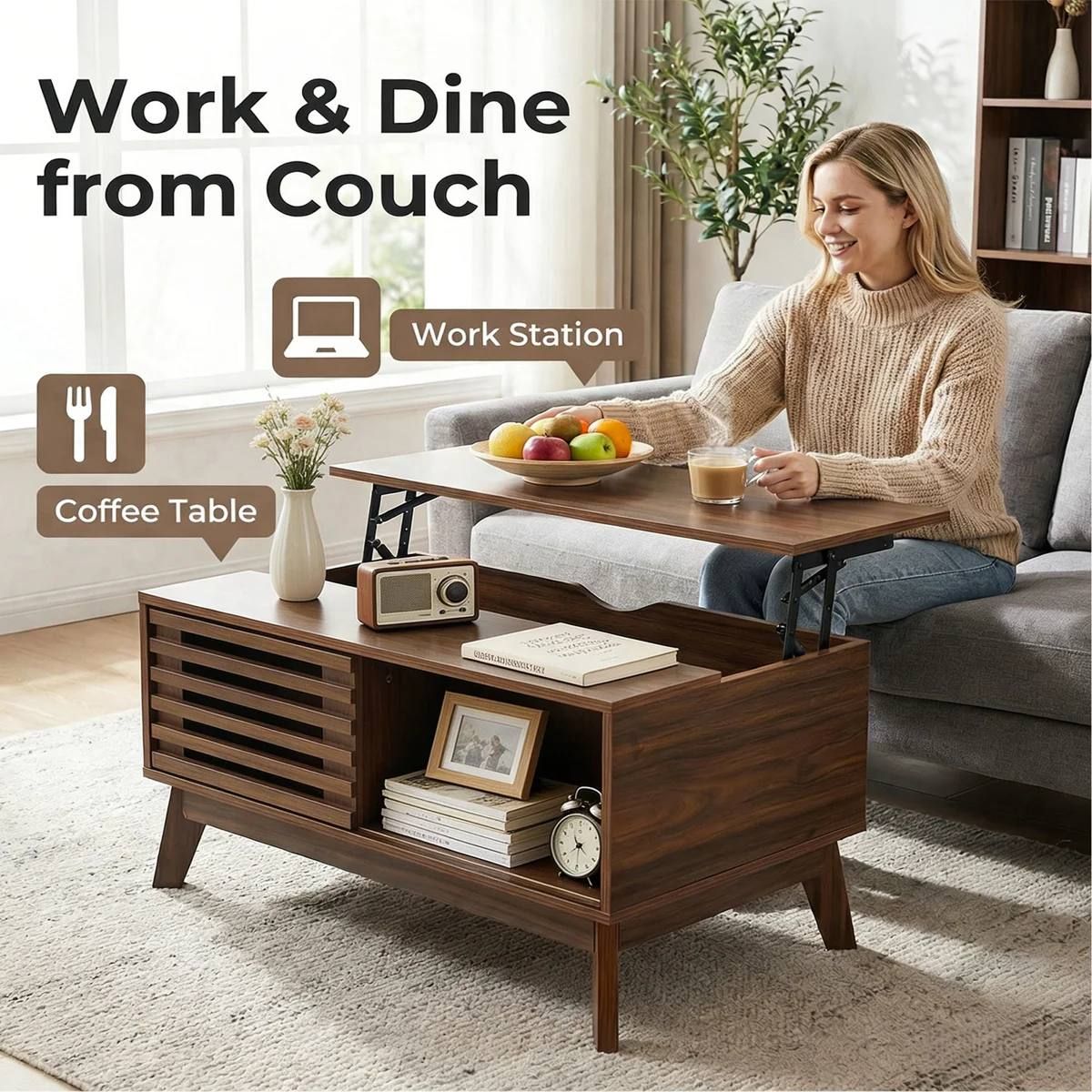 Lift Top Coffee Table with Storage – Walnut 4