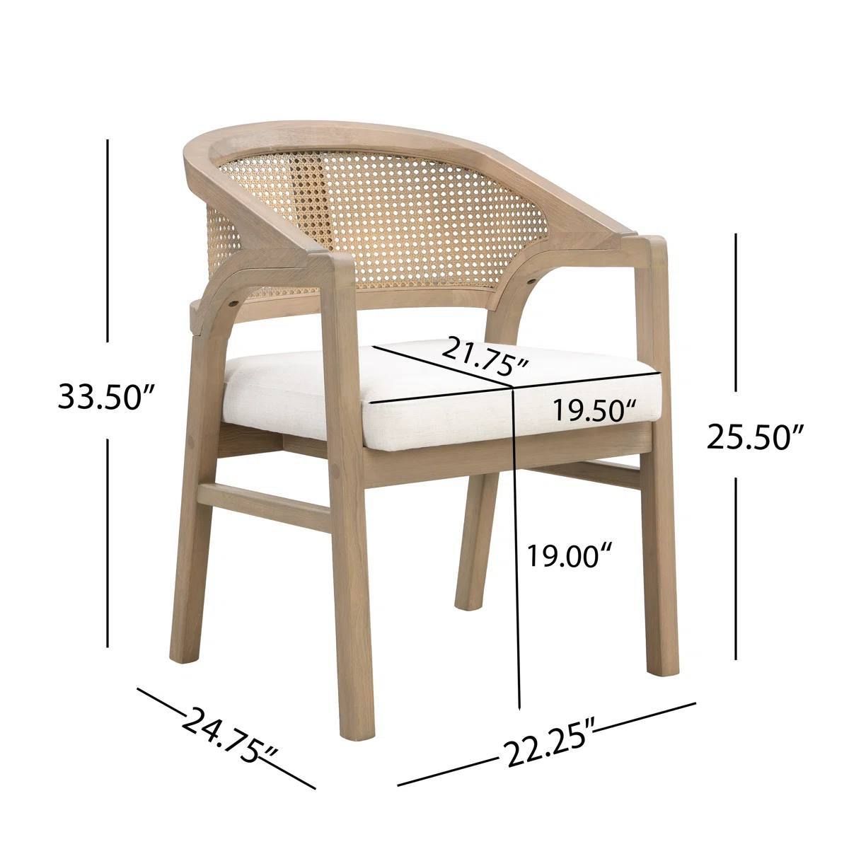 Stanley Wooden Dining Chairs Set of 2 | Cane Back | Upholstered Seat | Light Ash | Assembled 7