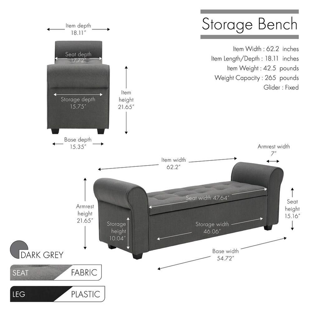 Porthos Home Wena Storage Bench – Dark Gray 2