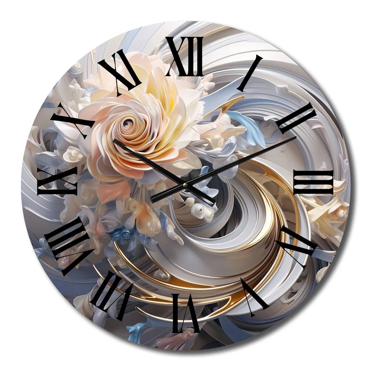 Cosmic Fractal Flowers In Light Blue – Fractals Wall Clock – Medium – CLM84250-C23 2