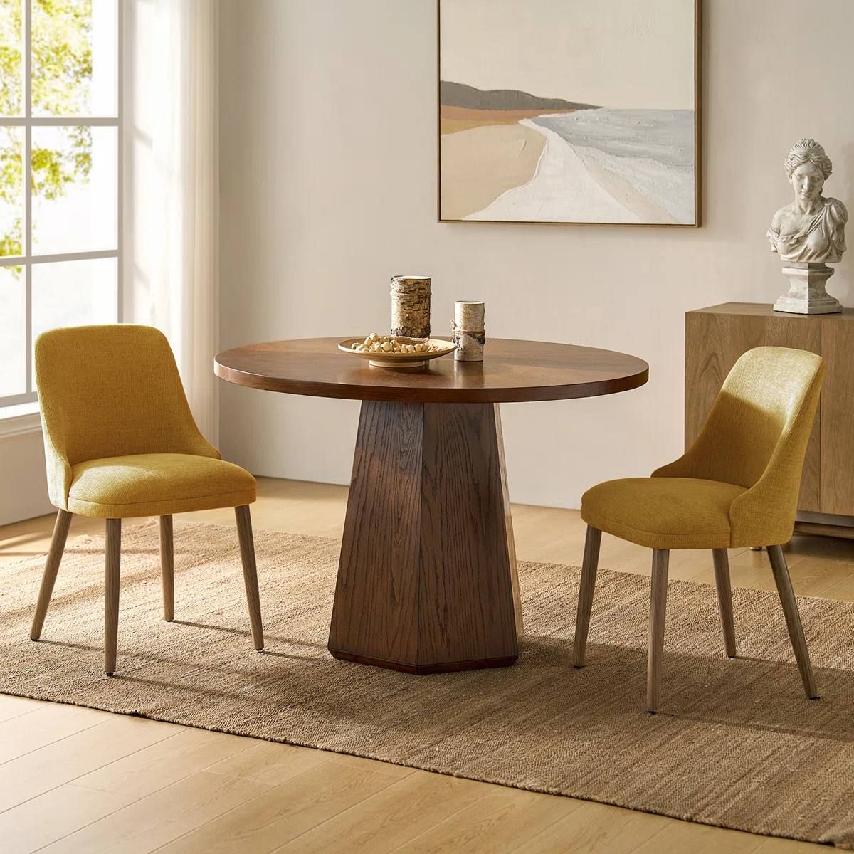 Kanalu Modern Upholstered Dining Chairs with Solid Wood Legs – Set of 2 4
