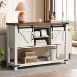 Ordonez 31.9” Console Table with Shelves – Oak & Antique White  1