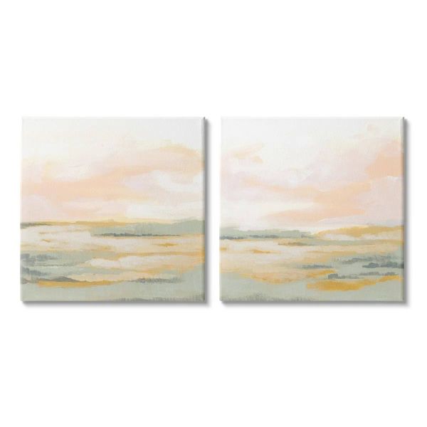 Sunrise Sky Abstraction Wrapped Canvas by June Erica Vess – Set of 2