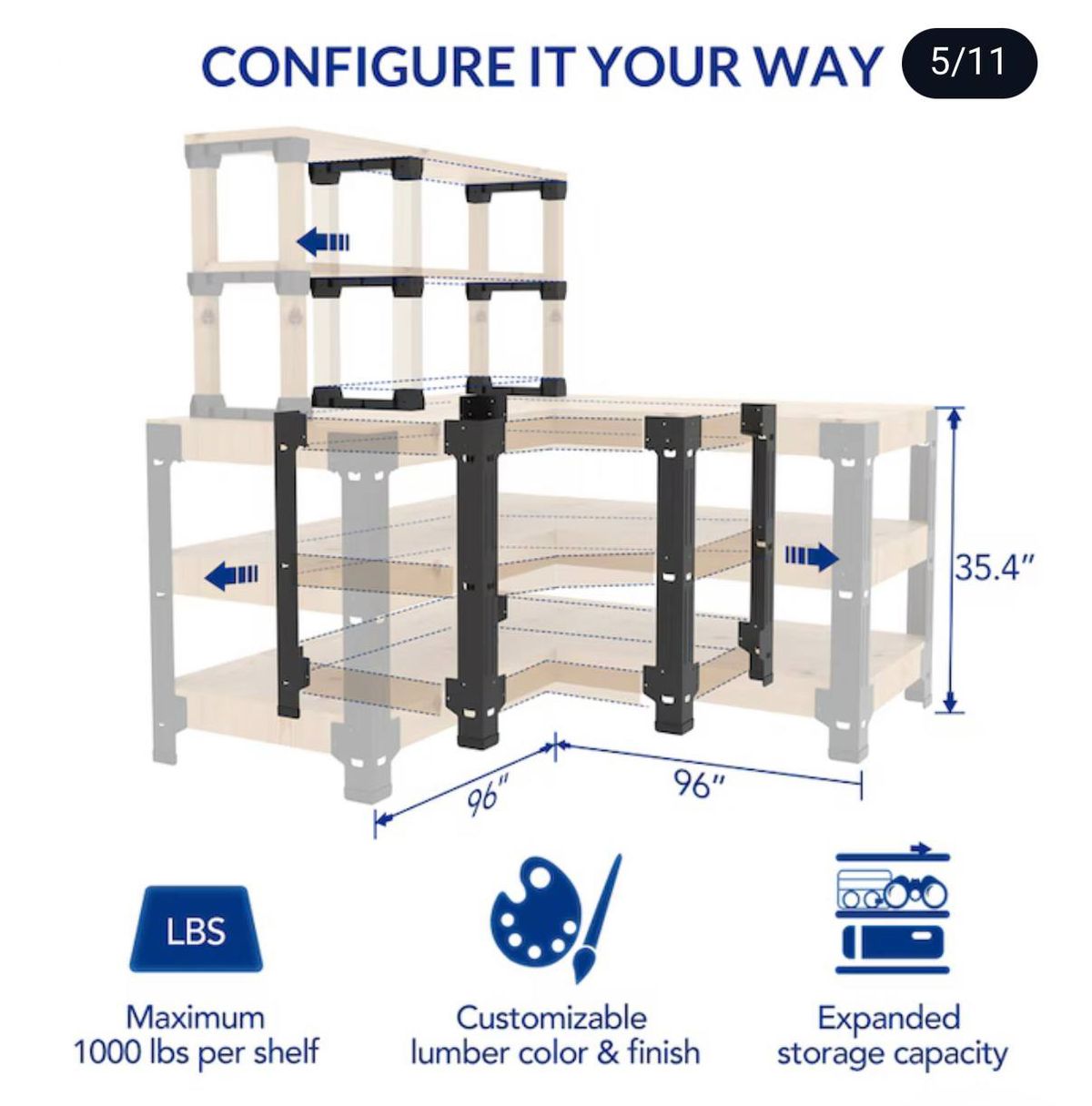 Fleximounts Custom L-Shaped Workbench & Shelving Frame – Model WB107B-L (NEW) 7