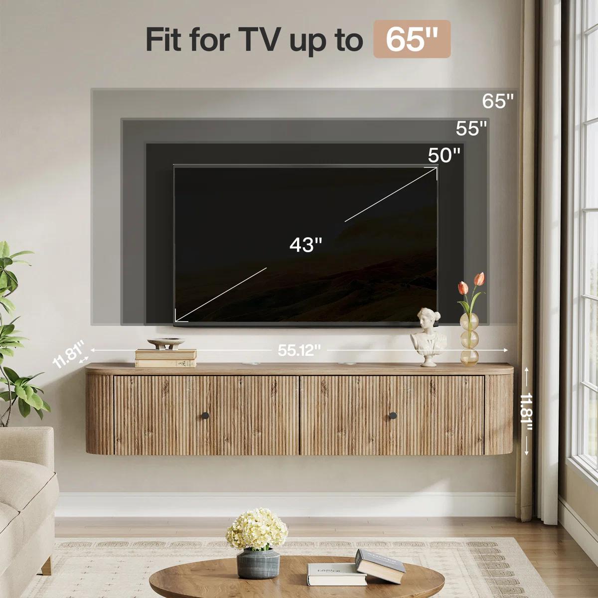  55” Floating TV Stand – Wall Mounted TV Console  3