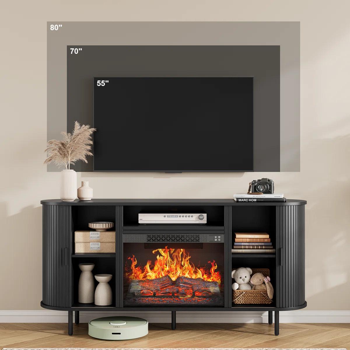 Modern Fireplace TV Stand for TVs up to 80” – NEW & ASSEMBLED! 6
