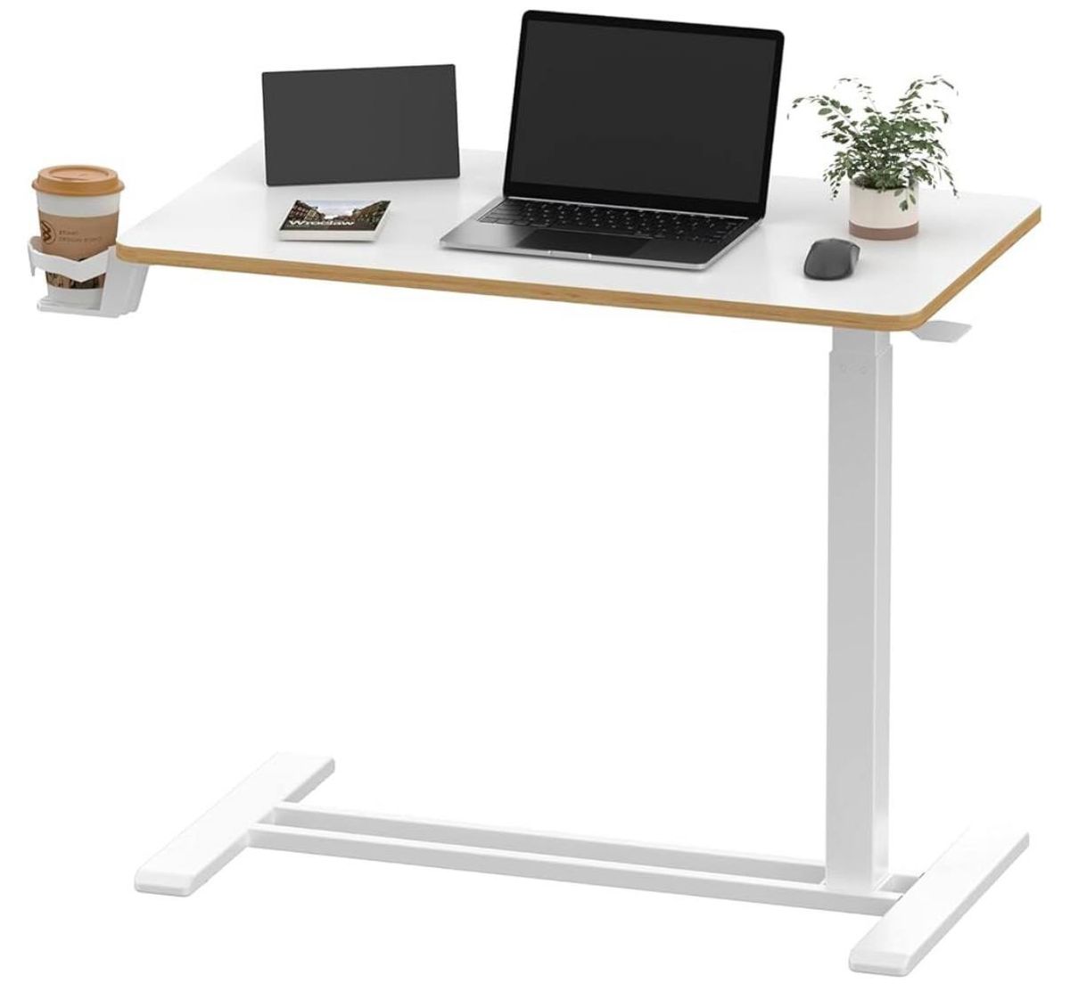 SANODESK Mobile Standing Desk – 31.5” x 17.7” | Pneumatic Height | White + Maple | New in Box 4