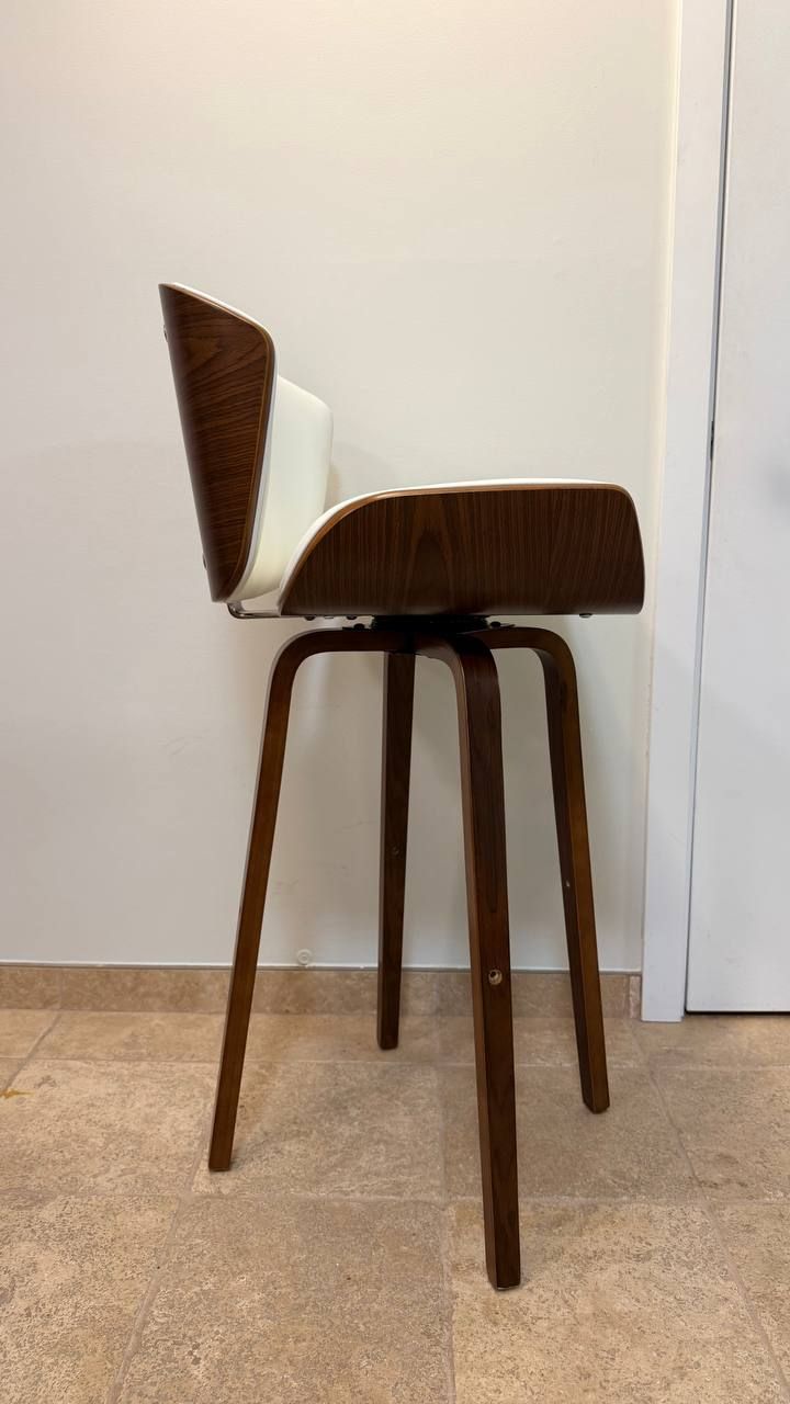Porthos Home Oma Bar Stool – PU Leather, Walnut Wood Legs 8