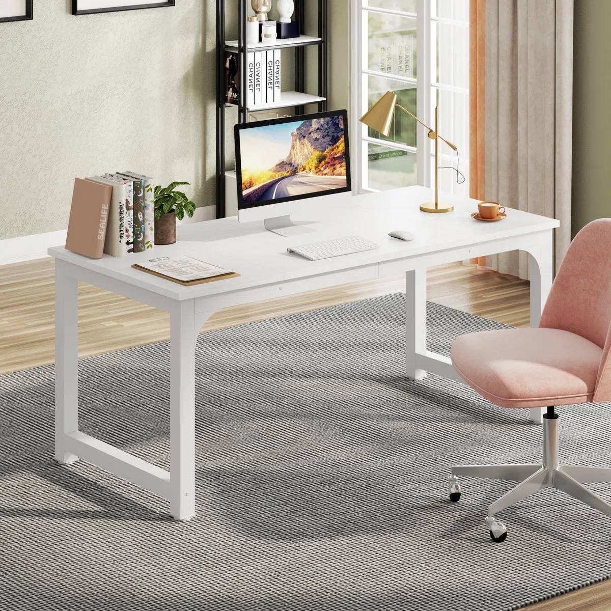 Waltman Modern White Desk | 62.99” Wide | XH-DESK0157-WF | Brand New (open box)  3
