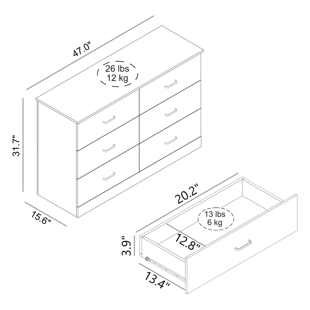 Allyannah 47” 6-Drawer Double Dresser – Amber Walnut | Brand New in Box 3
