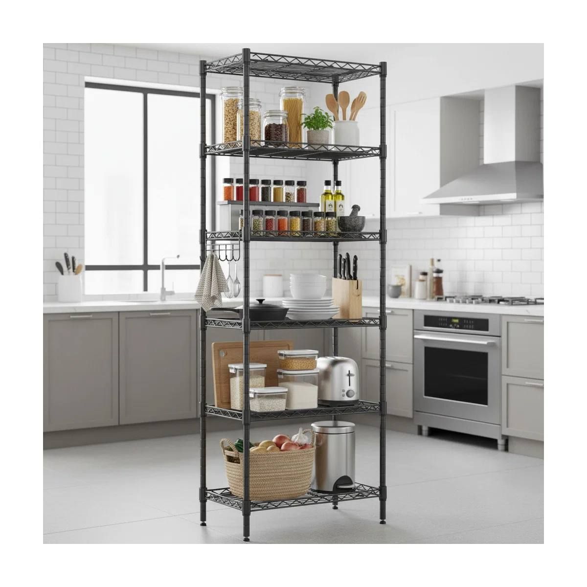 Augustine 6-Shelf Adjustable Storage Shelving Unit | Black | New in Box 3