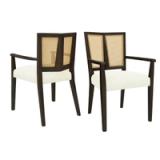 Jad Wooden Dining Chairs Set of 2 – PE Rattan Back, Beige Upholstery, Dark Brown Legs | Brand New in Box 7