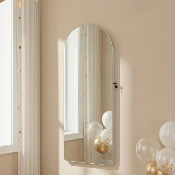 SONGMICS Wide LED Jewelry Cabinet with Arched Mirror | Brand New in Box