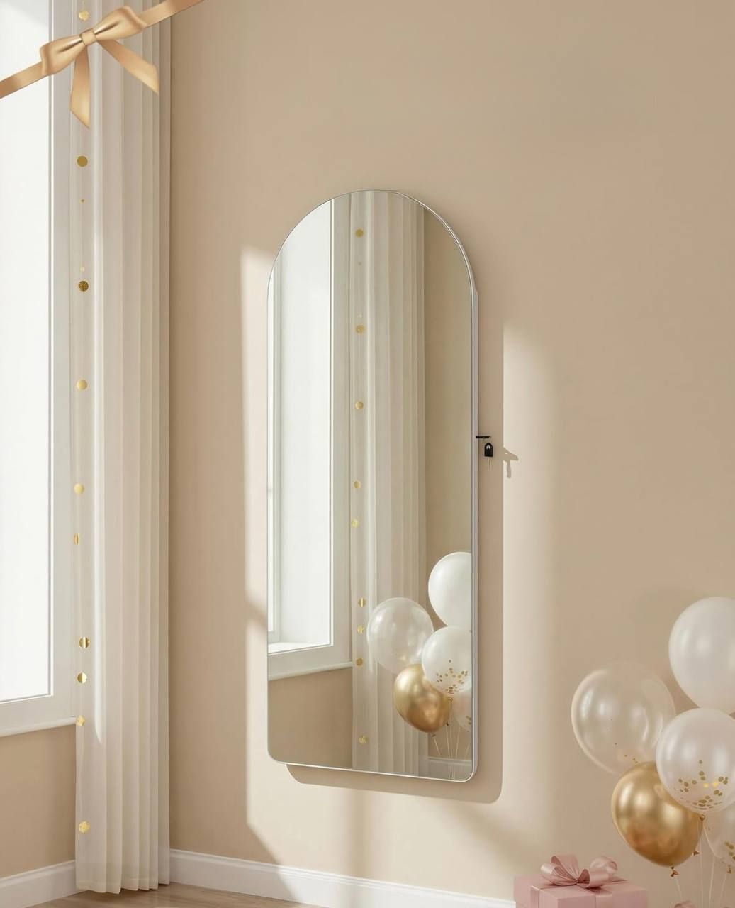 SONGMICS Wide LED Jewelry Cabinet with Arched Mirror | Brand New in Box 1