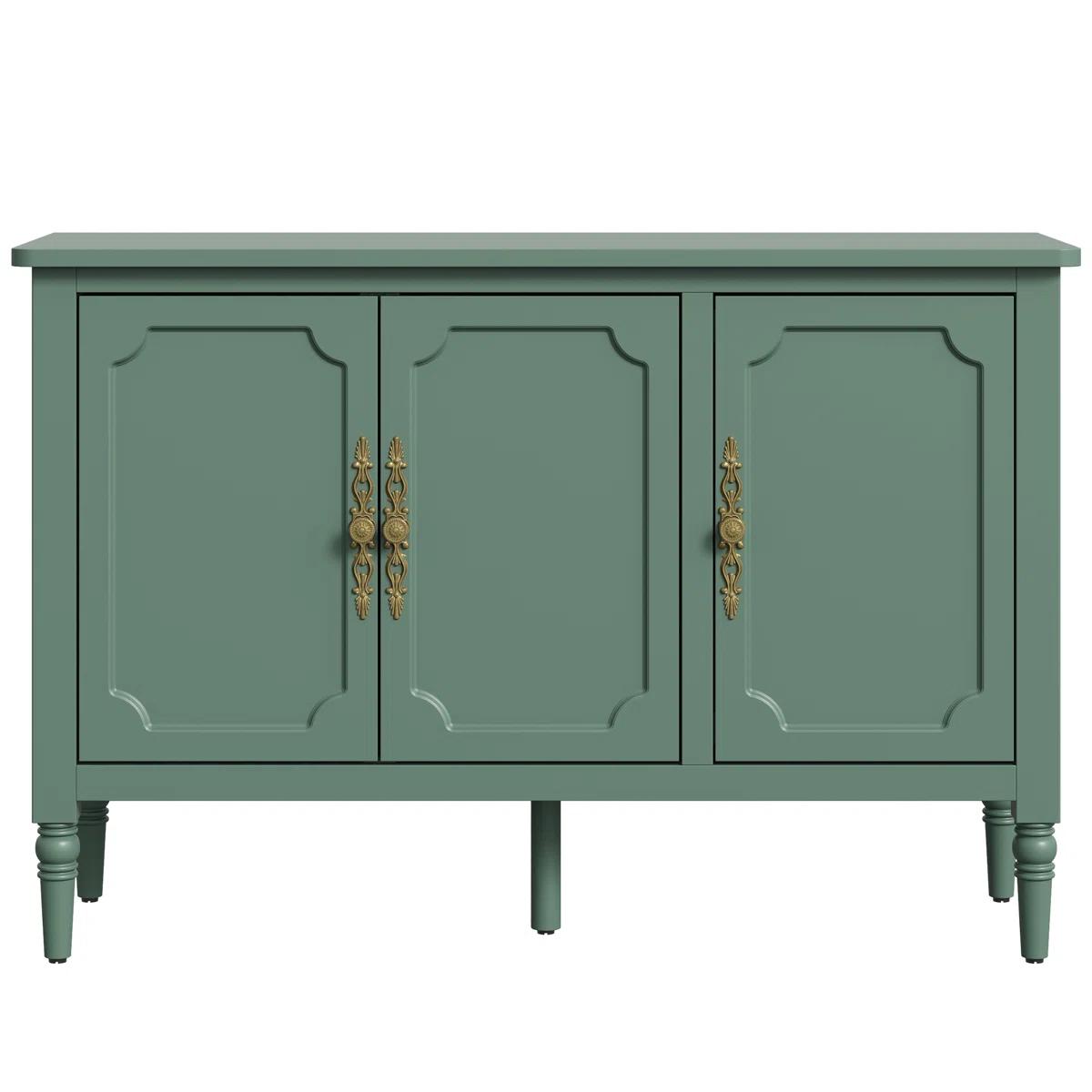 Green 3-Door Storage Cabinet with Adjustable Shelves & Turned Legs | New in Box 4