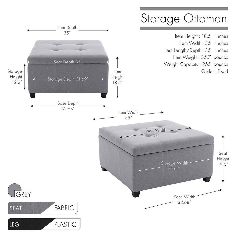 Porthos Home Jana Tufted Storage Ottoman 2