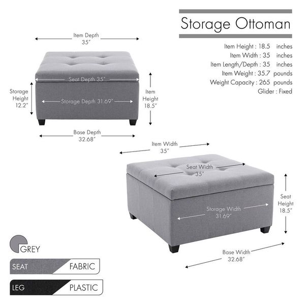 Porthos Home Jana Tufted Storage Ottoman