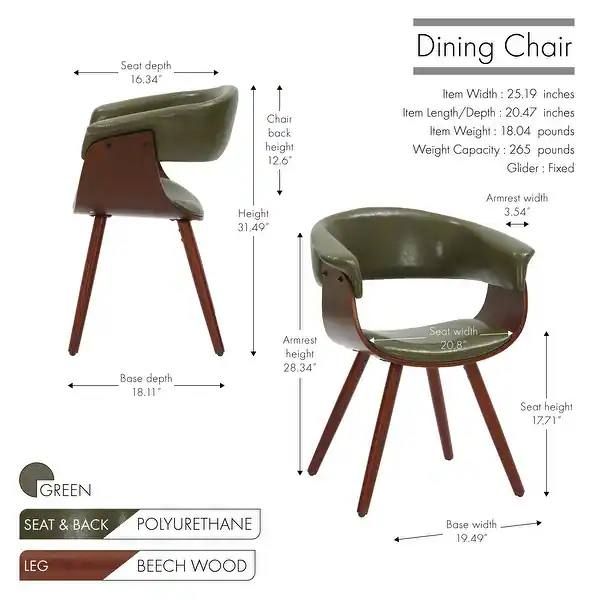 Porthos Home Zelda Dining Chair | Green Faux Leather | SKC038A GRN | Brand New