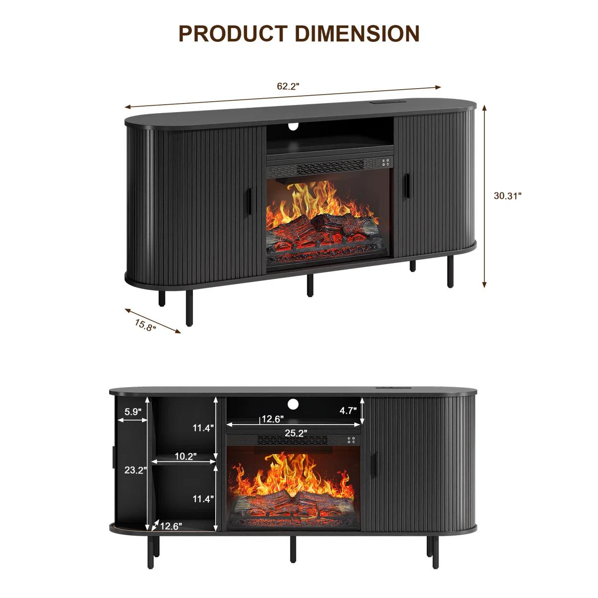 Modern Fireplace TV Stand for TVs up to 80” – NEW & ASSEMBLED! 8
