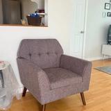 Mid-Century Modern Accent Arm Chair – Grey | Solid Wood Frame 5