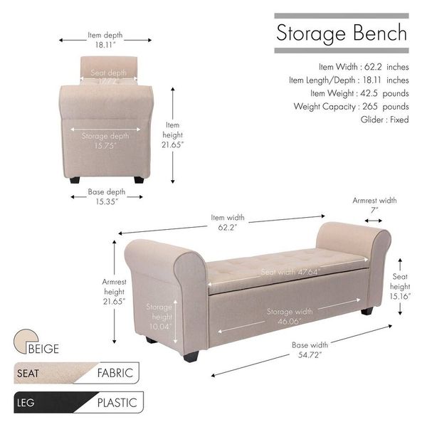 Porthos Home Wena Storage Bench – Beige