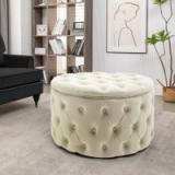 Porthos Home Fiene Round Storage Ottoman – Cream 5